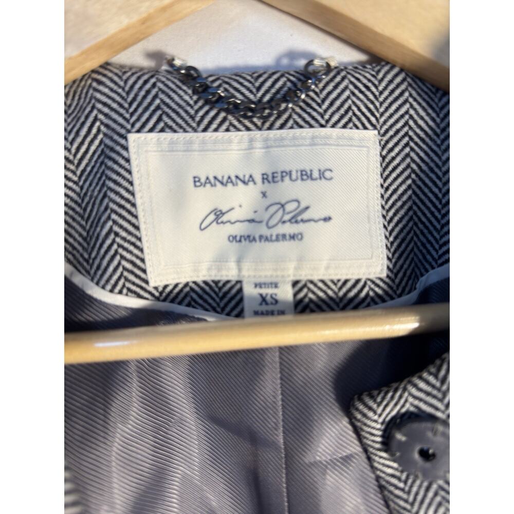 Banana Republic Olivia Palermo Herringbone Cape Jacket XS Petite Belted Wool - Picture 6 of 9